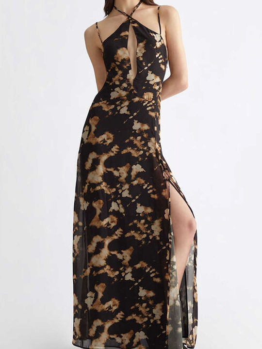 Liu Jo Maxi Φόρεμα με Σκίσιμο Μαυρο