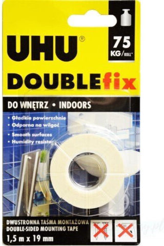 UHU Selbstklebend Doppelseitiges Klebeband Weiß 19mmx19m 1Stück