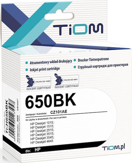 Tiom Συμβατό Μελάνι Εκτυπωτή InkJet HP HP 650BK 14ml Μαύρο 1τμχ