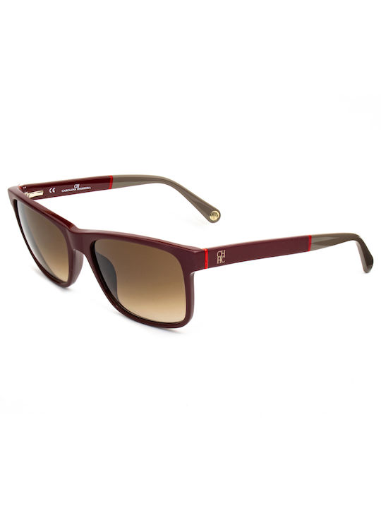 Carolina Herrera Sunglasses with Burgundy Plastic Frame and Brown Gradient Lens SHE 6575 60G/FP