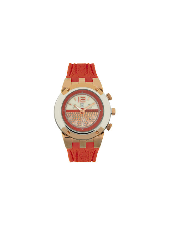 Sava Jewellery Watch with Orange Rubber Strap