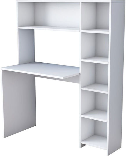 Schreibtisch Rani mit Bücherregal 113.2x40x141.8cm White