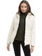 Kurz Damen Puffer Jacke für Winter Ecru