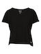 Body Action Damen Sportliches Bluse Kurzärmelig mit V-Ausschnitt Black