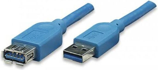 Techly USB 2.0 Кабел USB-A мъжки - USB-A женски Син 0.5м ICOC-U3-AA-005-EX