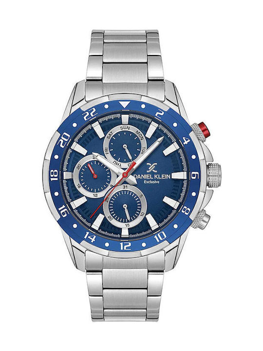Daniel Klein Exclusive Men's Watch Chronograph Battery with Silver Metal Bracelet