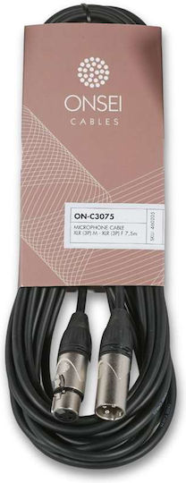 Onsei Cable XLR male - XLR female Μαύρο 7.5m (ON-C3075)