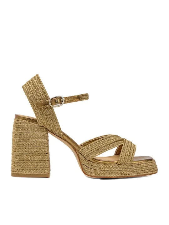 Castaner Leather Sandals Gold