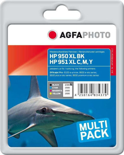 AgfaPhoto 950/951 XL Multipack Original Paket mit InkJet Druckerpatronen Cyan / Magenta / Gelb / Schwarz / Foto Blau (APHP950SETXLC)