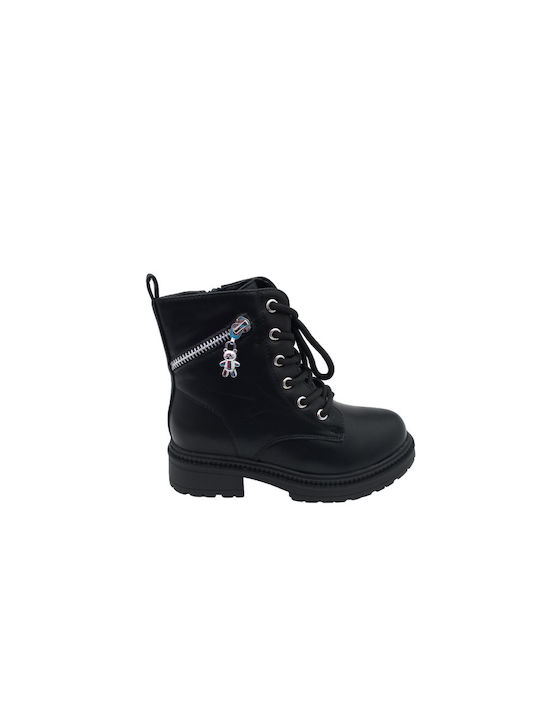 Xcess Kids Military Boots with Lace Black