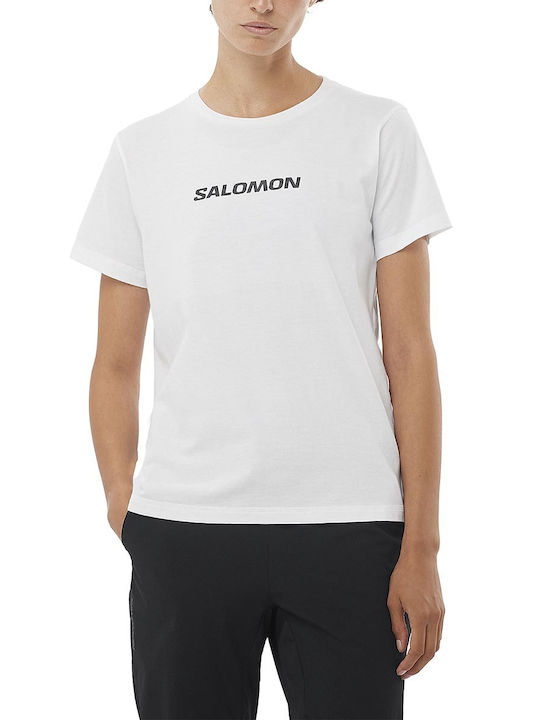 Salomon Women's Athletic Polo Shirt Fast Drying Short Sleeve White