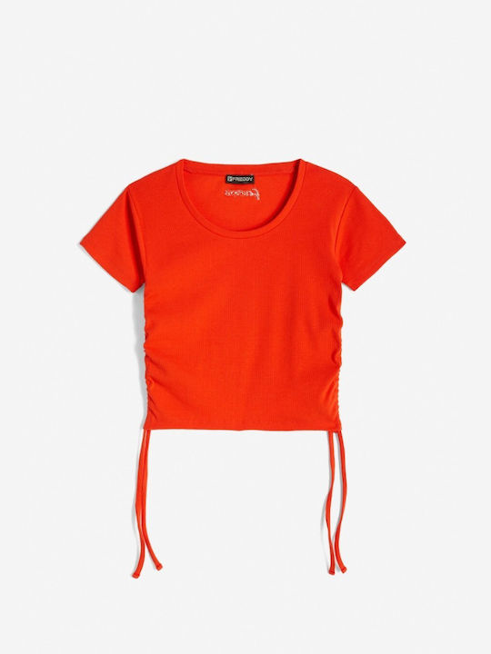 Freddy Damen Bluse Kurzärmelig orange