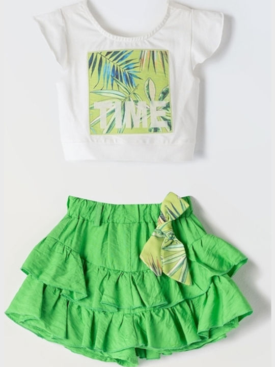 Evita Kids Set with Skirt Green 2 Pieces