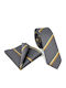 Legend Accessories Men's Silk Tie Set with Printed Designs in Grey Color