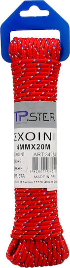 Tpster Σχοινί Πλεκτό 4mm 20m Κόκκινο