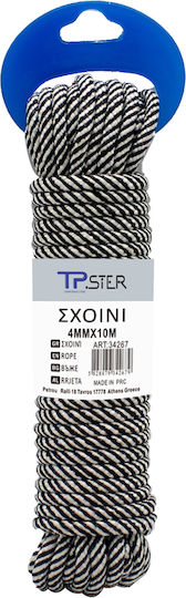 Tpster Σχοινί Πλεκτό 4mm 10m Μαύρο