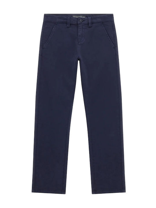 Kids' Chino Fabric Pants Dark Blue