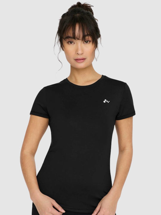 Only Γυναικείο Αθλητικό T-shirt Fast Drying Μαύρο