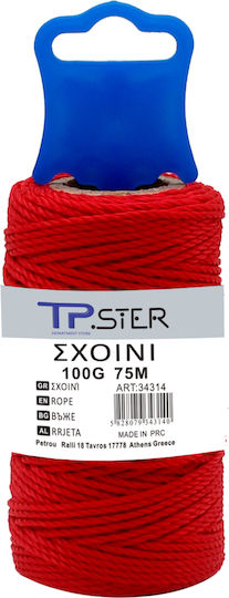 Tpster Σχοινί Διαμέτρου 2mm με Μήκος 75m Κόκκινο Κόκκινο