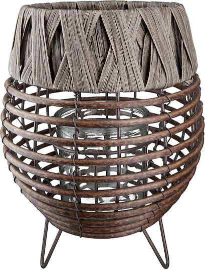 ArteLibre Tabletop Wicker Lantern Brown 27cm