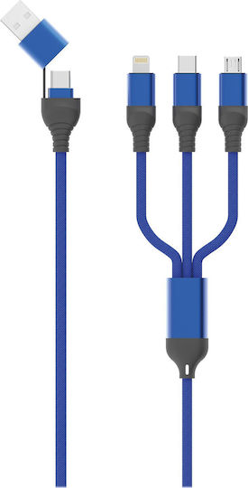 2GO USB to Lightning / Type-C / micro USB 1.2m Cable Blue (797360)