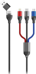 2GO USB to Lightning / Type-C / micro USB Cable Μαύρο 1.2m (797361)