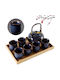 Dujust Tea Set with Cup Porcelain Blue 700ml 8pcs