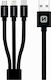 Swissten Плетена USB към Lightning / Type-C / micro USB Кабел Черен 1.2м (72501101)