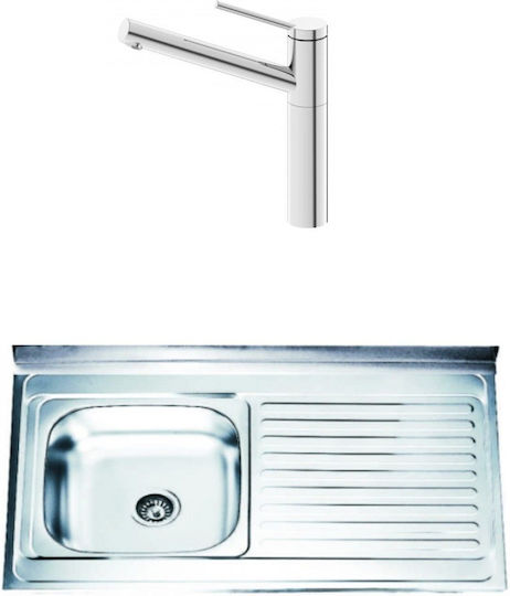 Inter Ceramic Alpaca Ένθετος Νεροχύτης Δεξιός Inox Μ100xΠ60cm Ασημί