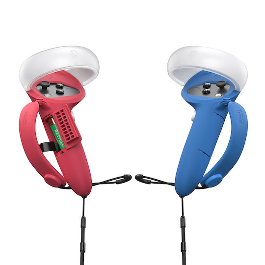 KIWI Design Top Version Controller Knuckle Grips Cover V3 For Oculus / Meta Quest 2 Μπαταρία Red/Blue