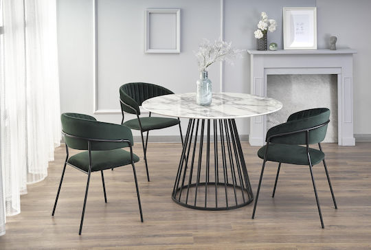 Brodway Τραπέζι Τραπεζαρίας White Marble, Black Brodway Τραπέζι Τραπεζαρίας White Marble, Black