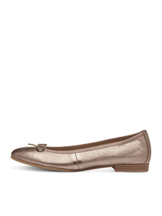 Tamaris Leather Ballerinas Gold