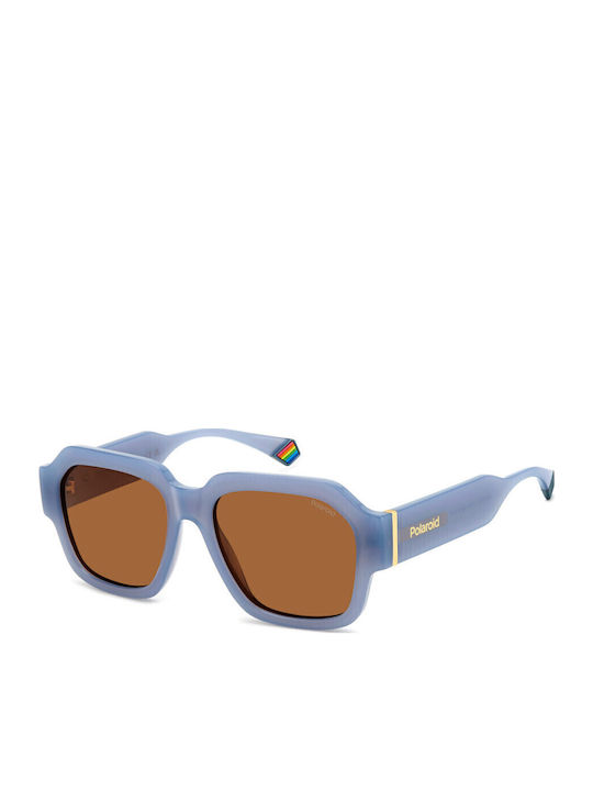 Polaroid Unisex Sunglasses with Blue Horn-Rimme...