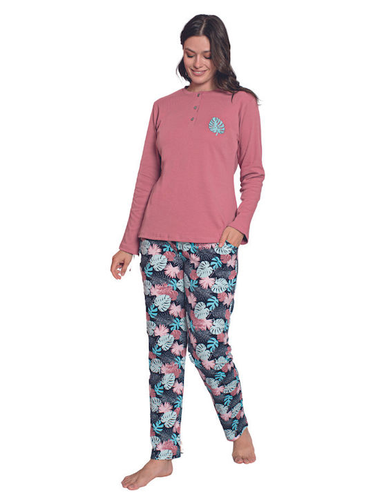 Pijamangel De iarnă Set Pijamale pentru Femei De bumbac Roz Keisi