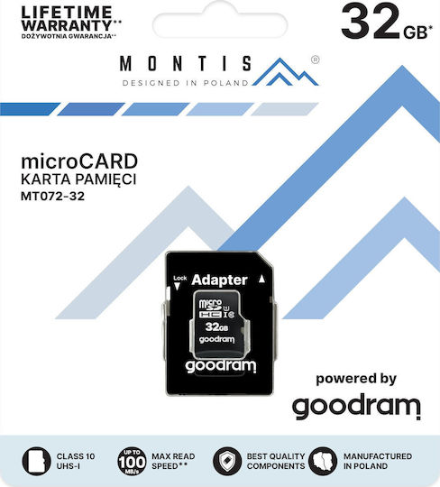 Montis Mt072 microSDHC 32GB Class 10 U1 UHS-I with Adapter