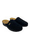 Leather Winter Women's Slippers Black