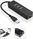 Microconnect Hub 3 Θυρών USB 2.0 με σύνδεση USB-A / Ethernet