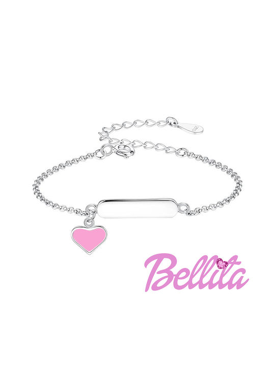 Bellita Kids Silver ID Bracelet with Heart for Girl