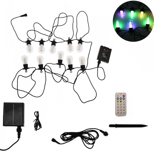 Rixme Suspendata Lampă Solară Ghirlande RGB cu Fotocelulă și Telecomandă IP66