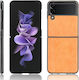 Shockproof Sewing Cow Pattern Skin Back Cover Plastic / Silicone Orange (Galaxy Z Flip3)