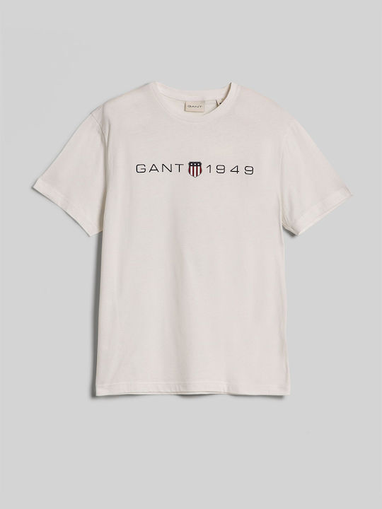 Gant Printed Bluza pentru bărbați cu mâneci scurte offwhite