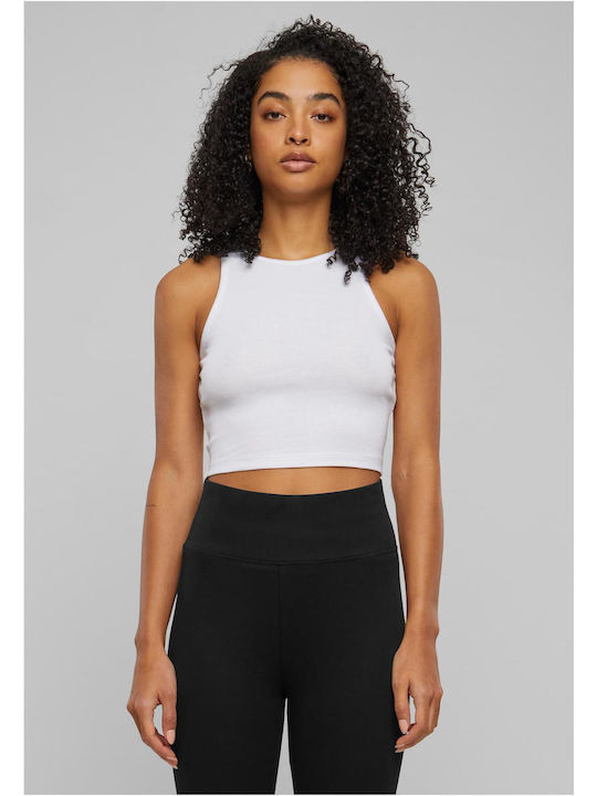 Urban Classics Damen Sportliches Crop Top Ärmellos White