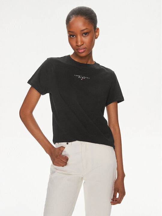 Tommy Hilfiger Essential Logo Damen T-Shirt Black