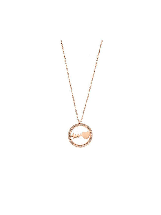 Senza Necklace from Rose Gold Plated Silver with Zircon