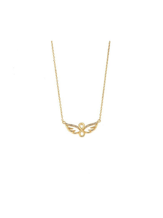 Senza Halskette mit Design Engel aus Vergoldet Silber mit Zirkonia
