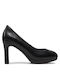 Leather Black Heels Court