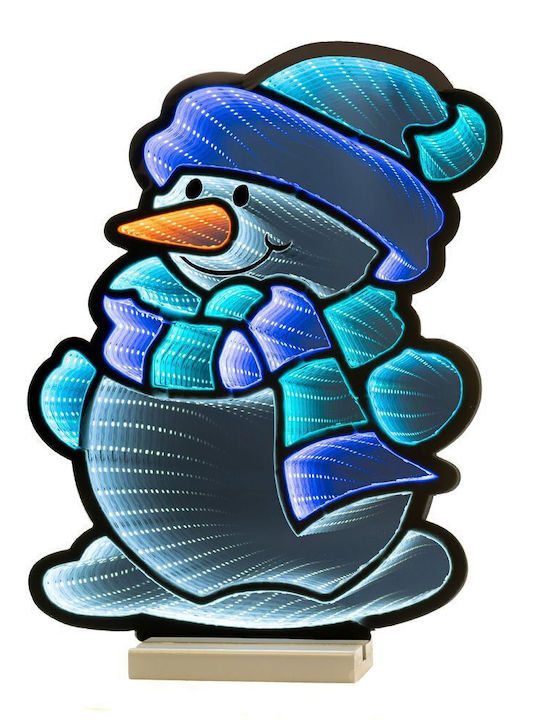 Iliadis Illuminated Christmas Wooden Figure SNowman Blue Height 40cm Base