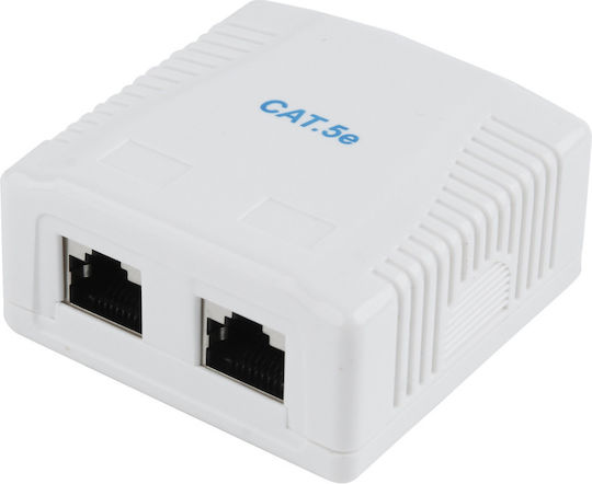 Gembird Doppelter Netzsteckdose RJ45 mit Rahmen Typ Cat5 in Weiß Farbe NCAC-2F5E-01