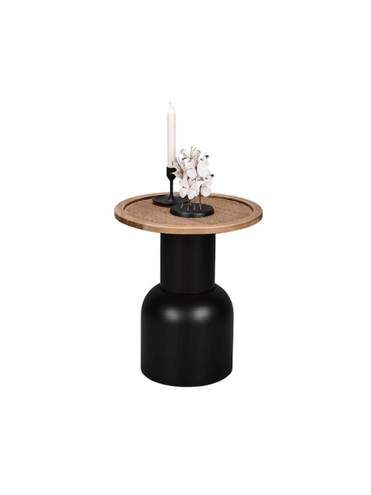 Round Side Table Ronja made of Solid Wood Black / Natural L40xW40xH46.5cm