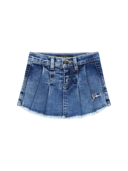 Guess Kids Pleated Denim Skirt Blue